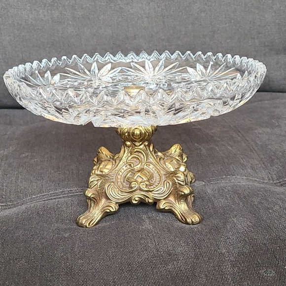 Other - Beautiful Vintage Crystal and Brass Serving Dish